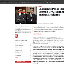 Las firmas Posse Herrera Ruiz y Brigard Urrutia lideran las asesorías en transacciones